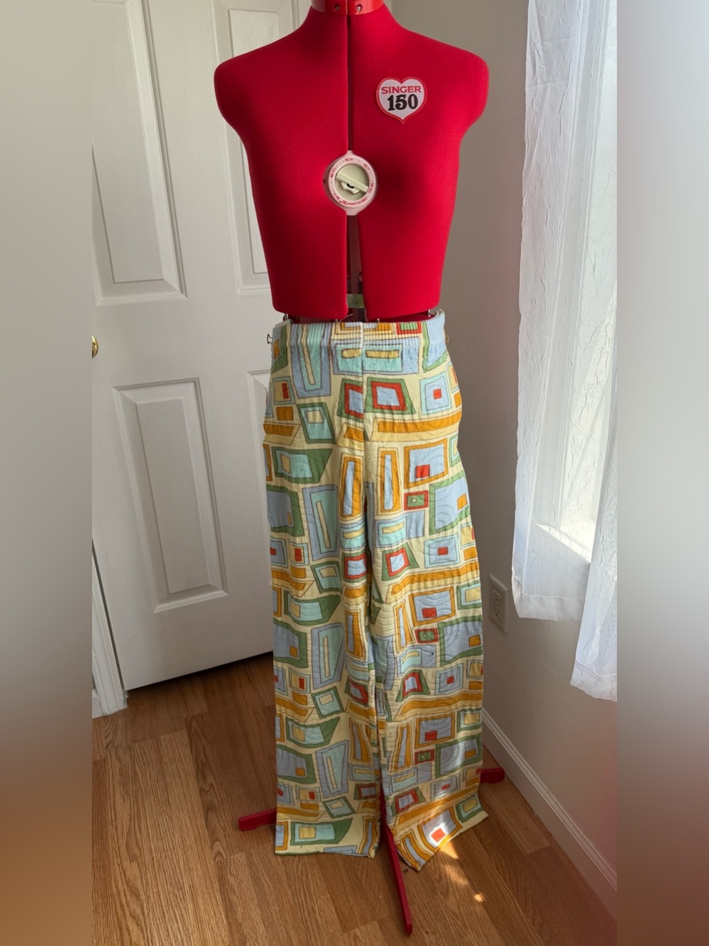 NWT House of Sunny Pepperland Pants With Multi-Colored Geometric Puzzle Print